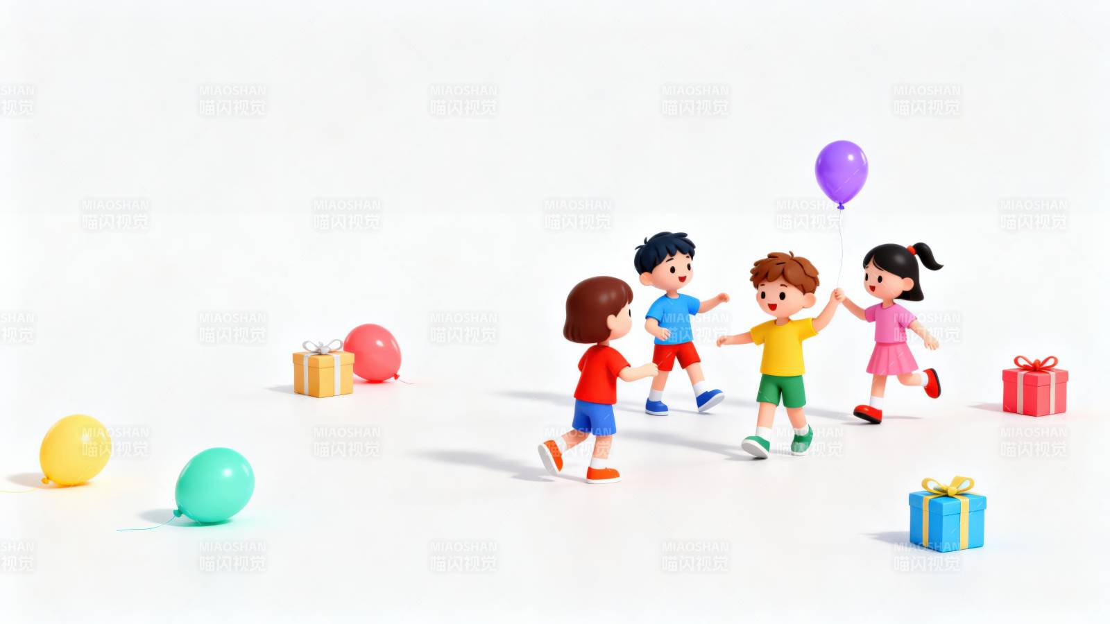 孩子们玩耍气球和礼物图片