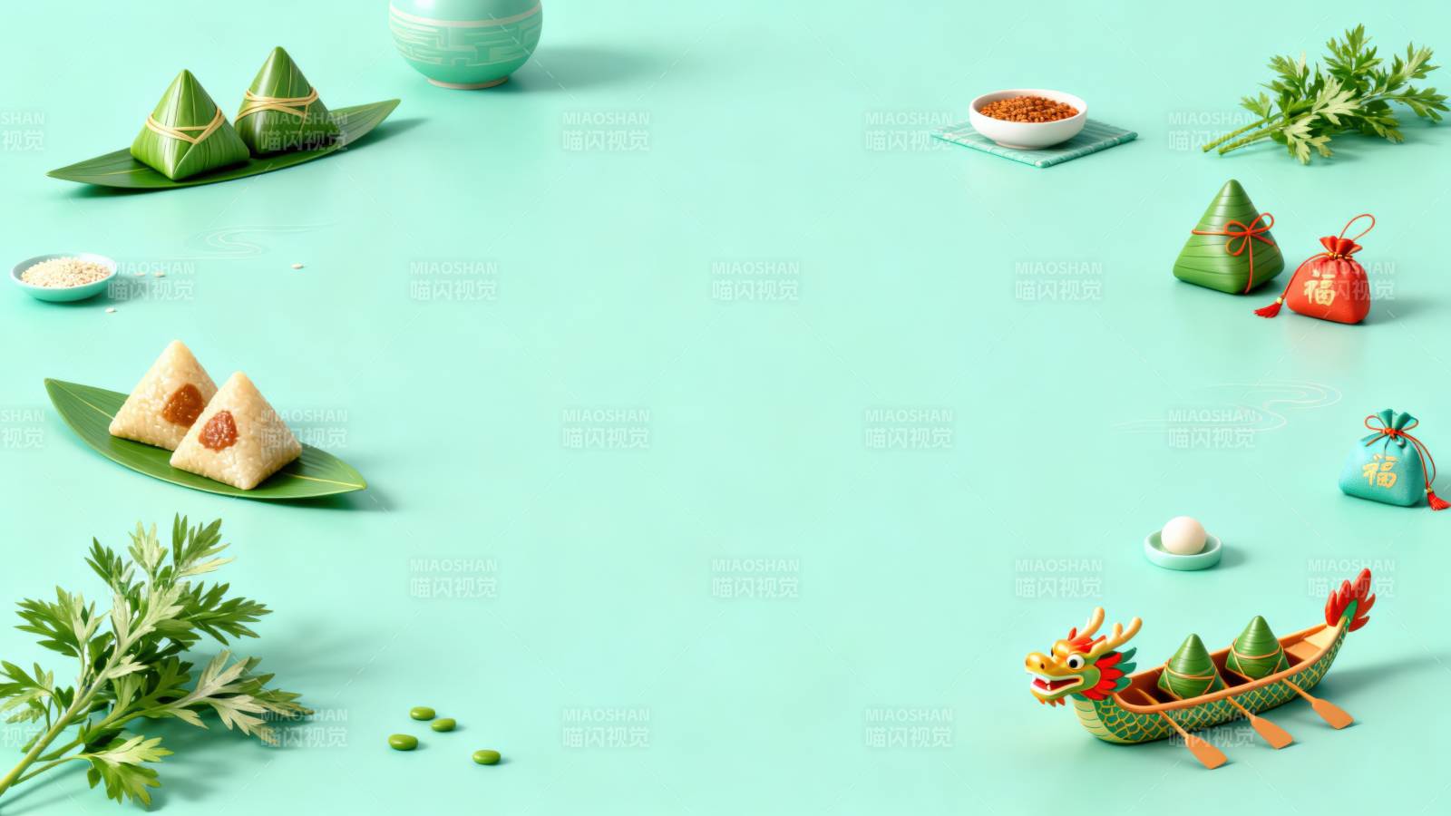 端午节粽子与龙舟图片