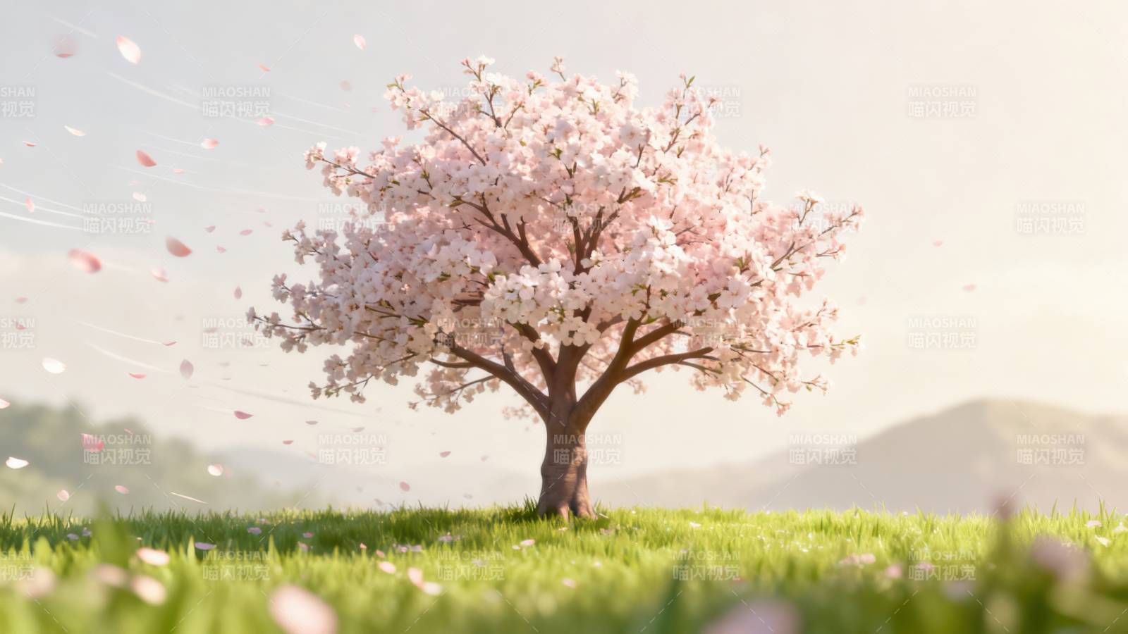 樱花树下春日花开图片