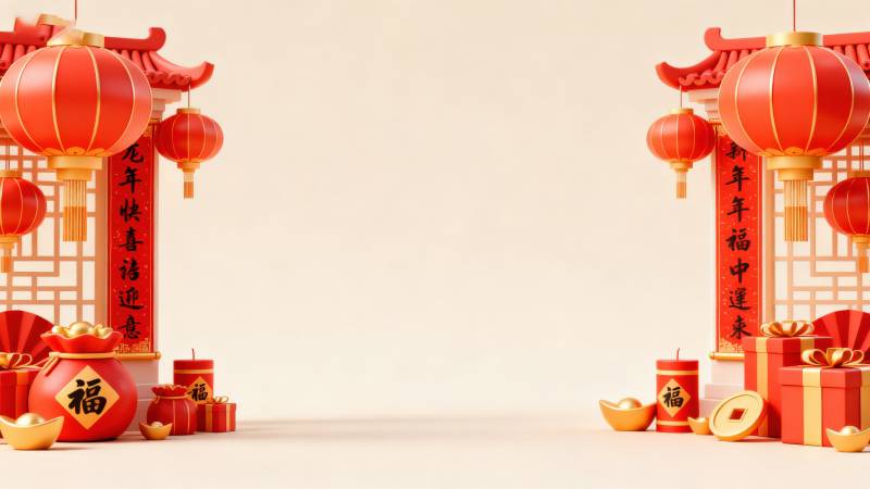 新年春节红色装饰场景图片