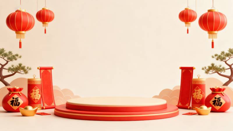 新年春节红色灯笼装饰背景图片