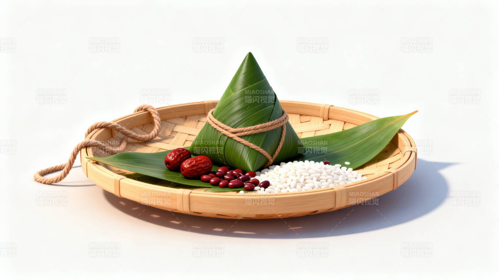 端午节粽子与食材展示图片
