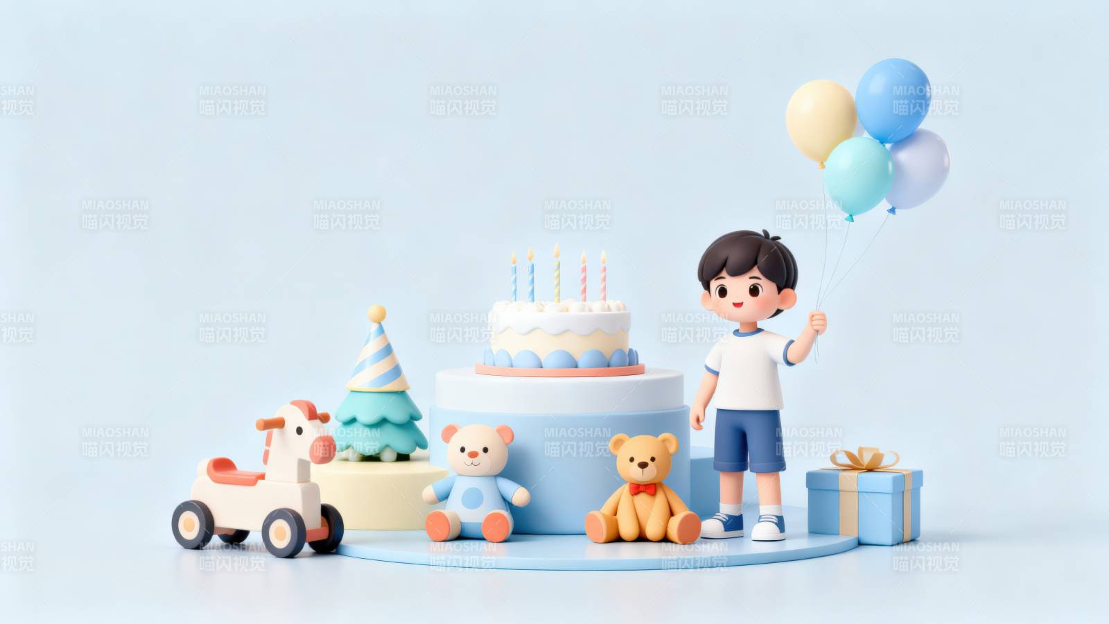 男孩生日派对场景图片