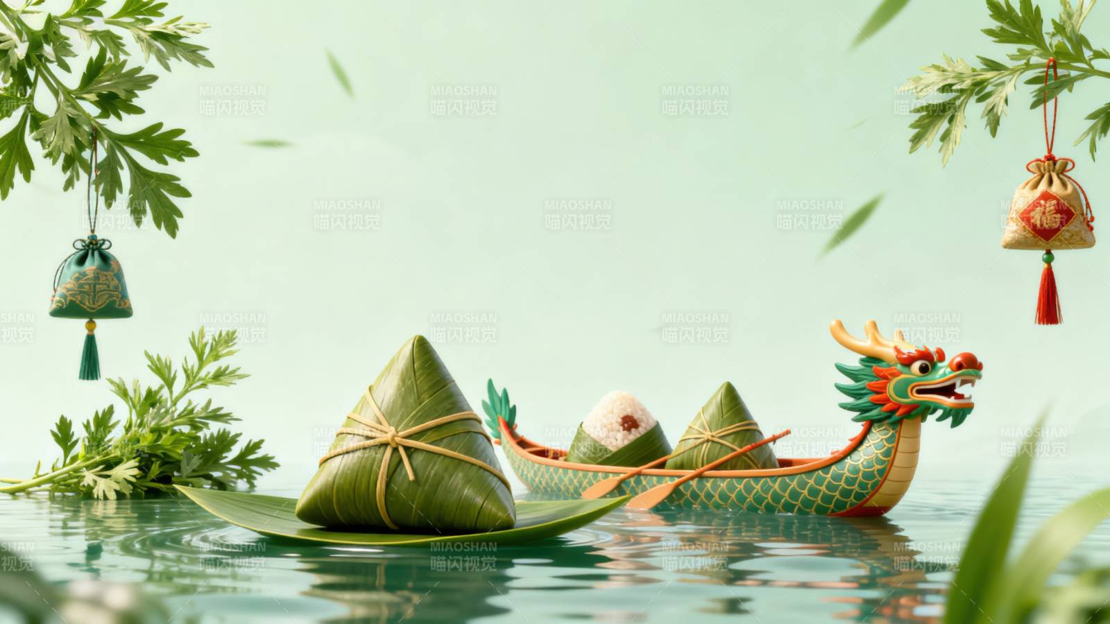 端午节龙舟与粽子图片