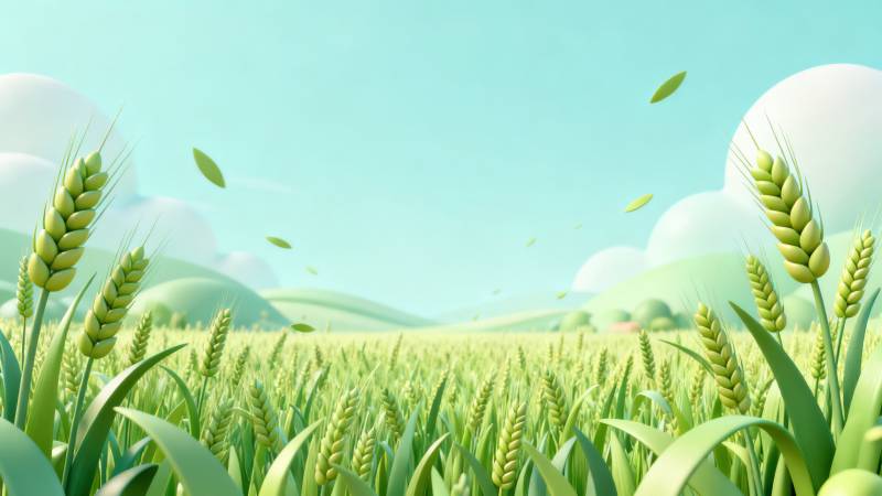 青翠麦田夏日风光图片