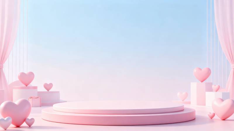 粉色爱心舞台背景设计图片