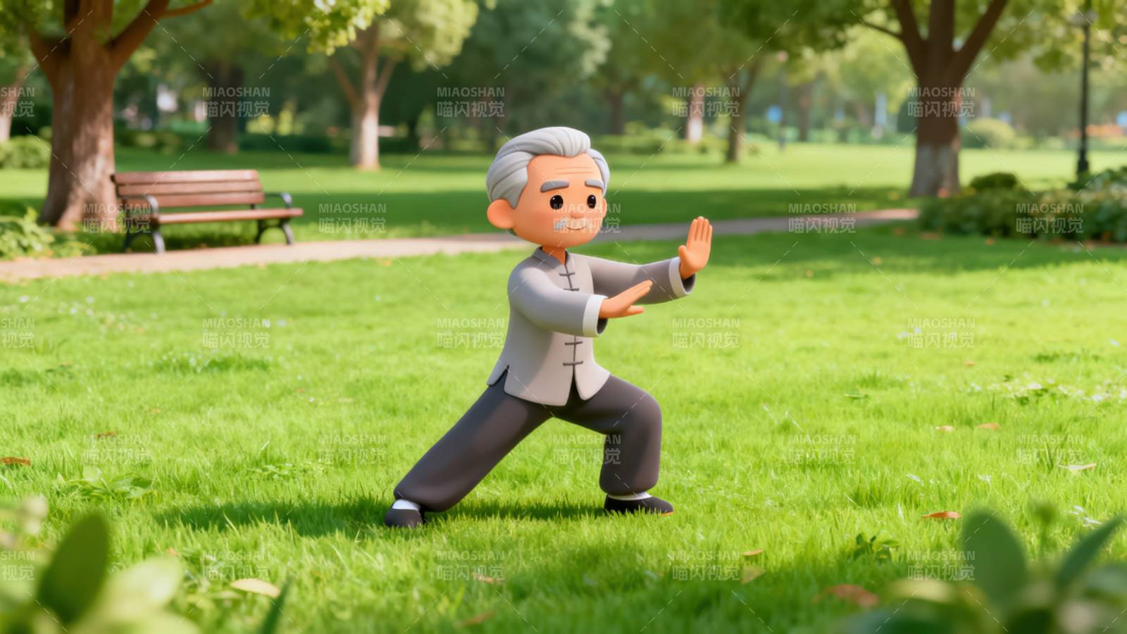 老人公园练太极图片