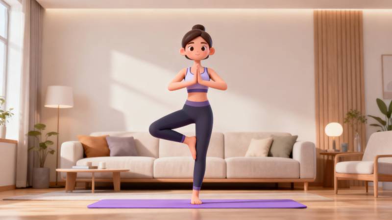 室内瑜伽练习场景图片