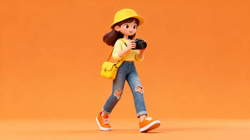 女孩拍照旅行摄影图片