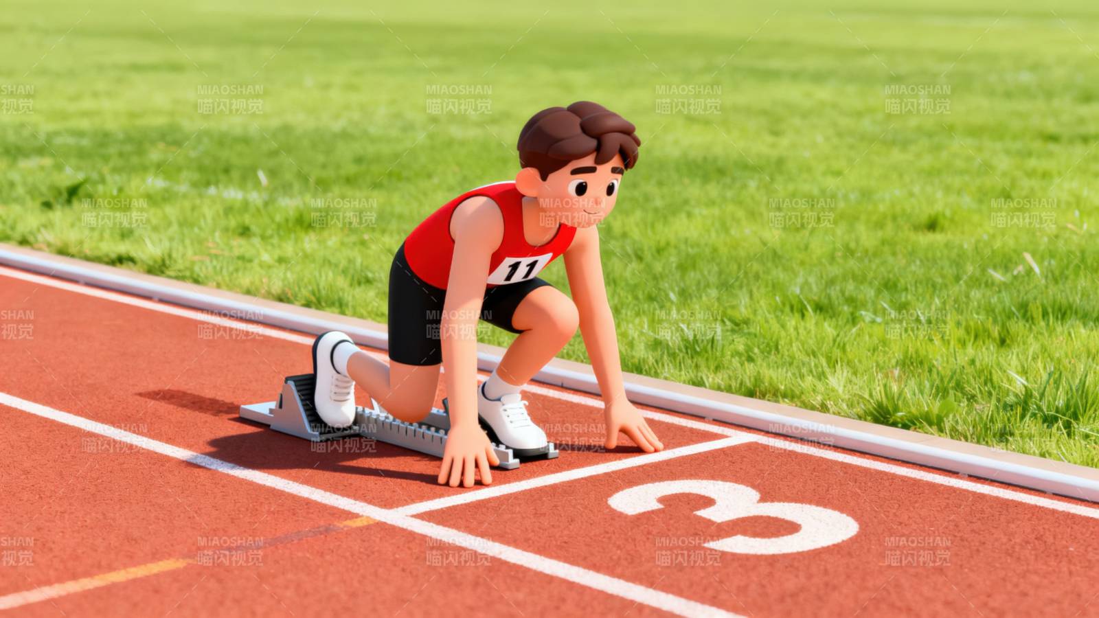 田径赛跑起跑准备图片
