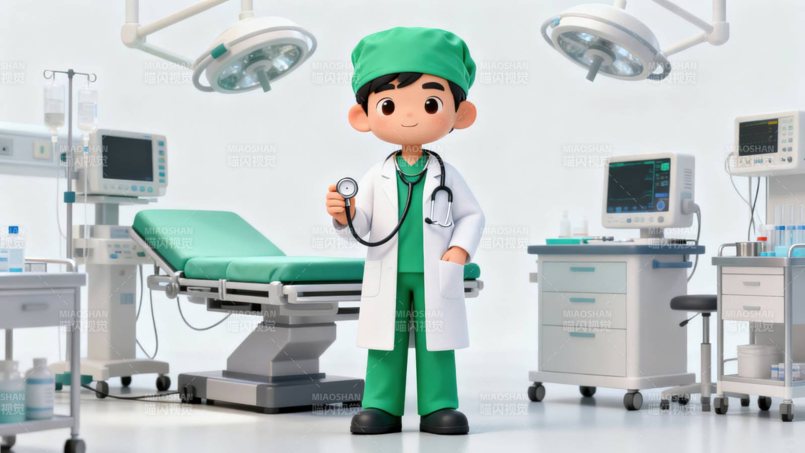 卡通医生手术室场景图片