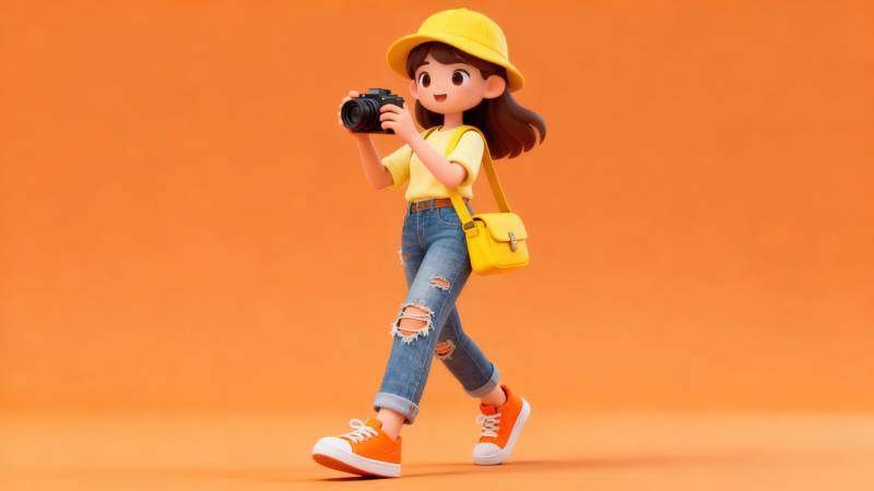 女孩拍照旅行摄影图片