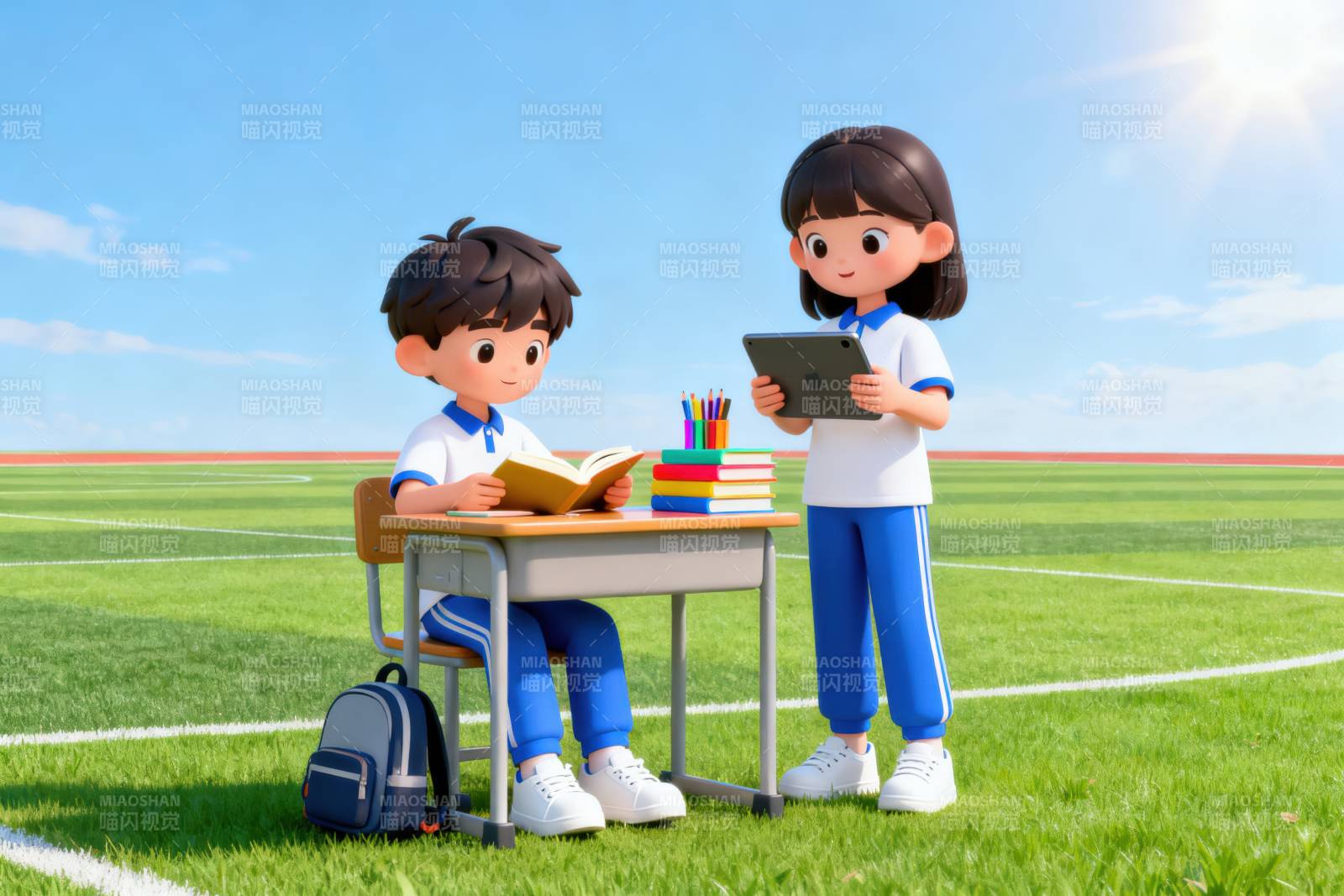 学生户外学习场景图片