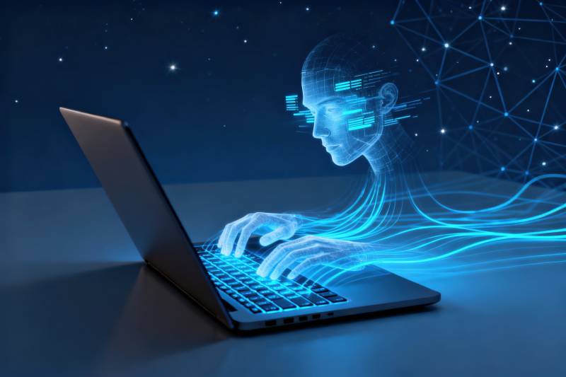 虚拟人工智能操作电脑图片