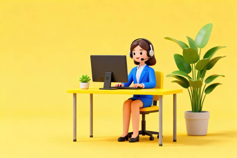 客服人员办公场景图片