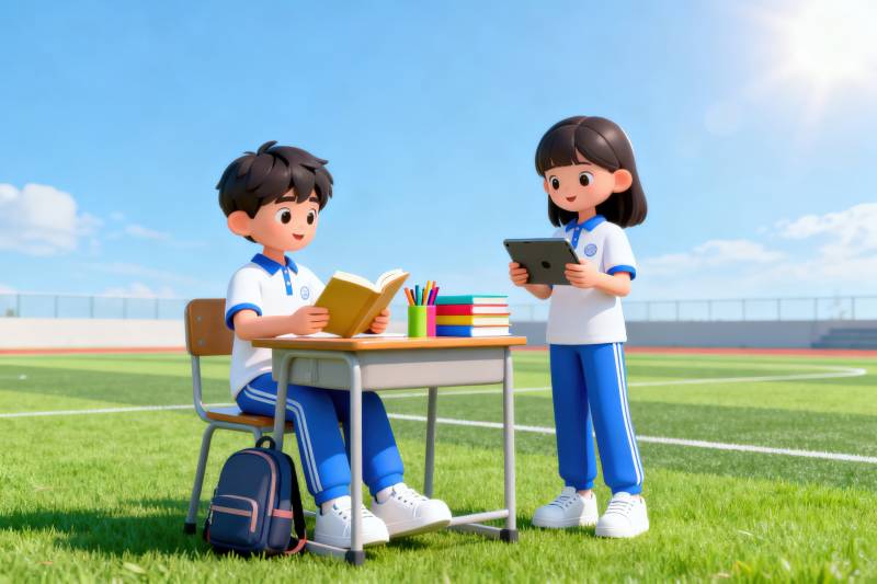 学生操场学习交流图片