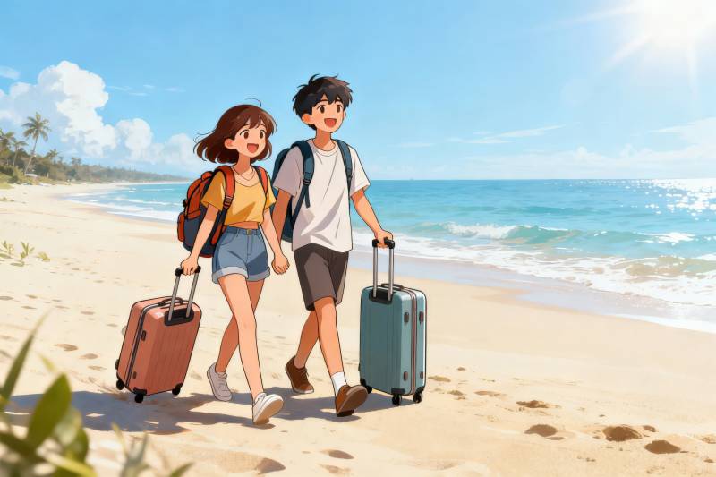 阳光沙滩旅行情侣图片