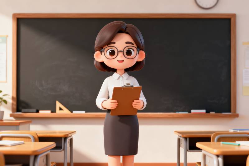 教室里的老师与黑板图片