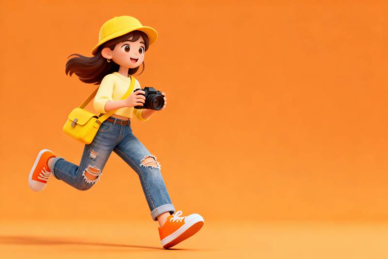 女孩奔跑摄影瞬间图片