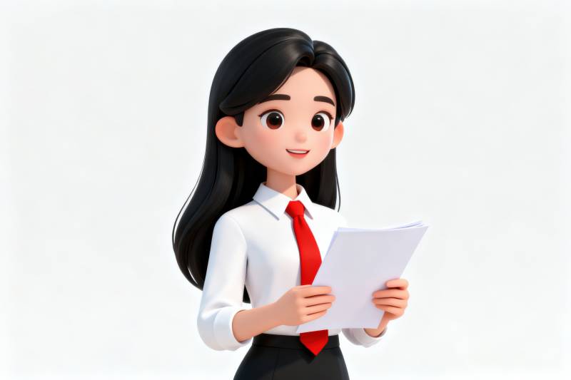 女孩手持文件商务形象图片