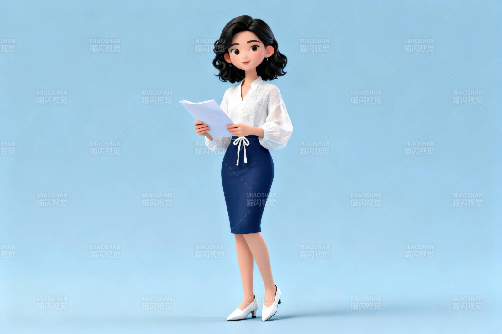 职业女性手持文件办公场景图片