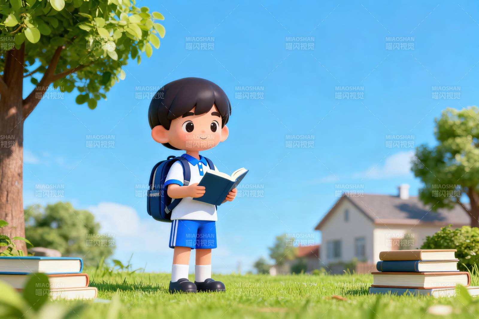 小学生户外阅读学习图片