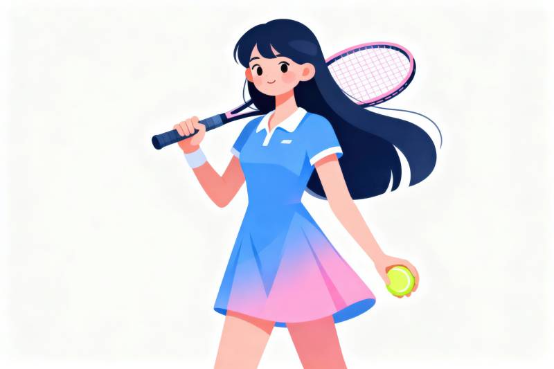 女孩打网球运动瞬间图片