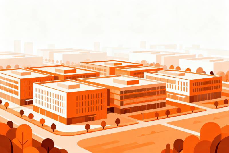 橙色建筑群俯视图图片