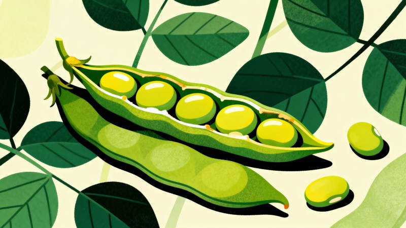 新鲜大豆与豆荚插画图片
