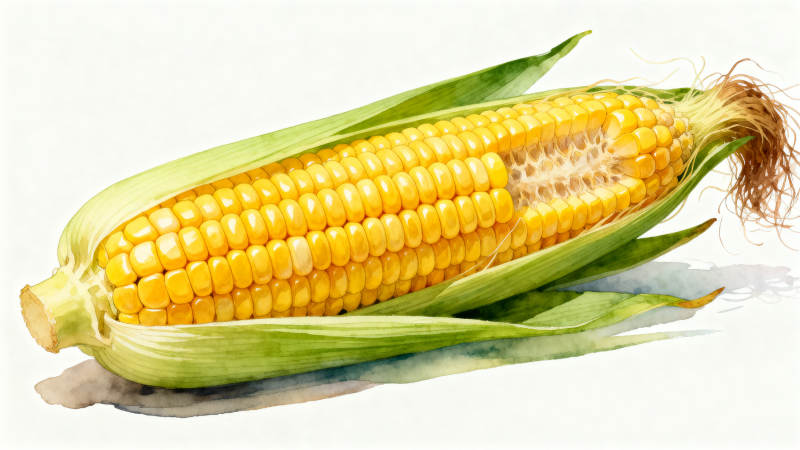 新鲜玉米棒水彩画图片