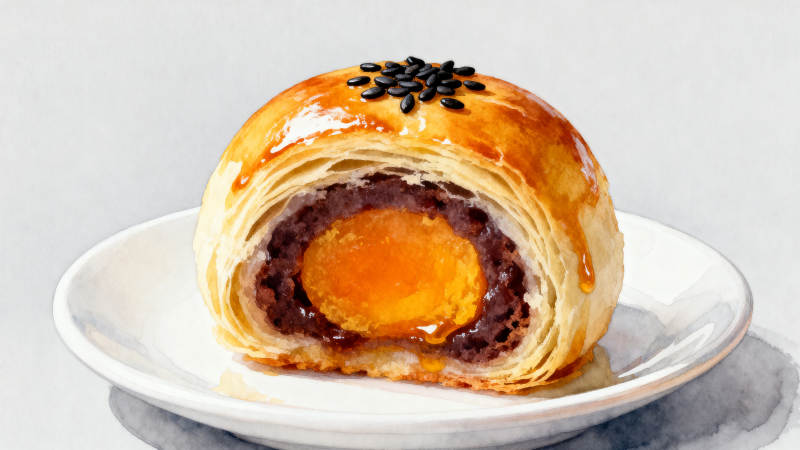 蛋黄酥甜点横截面展示图片