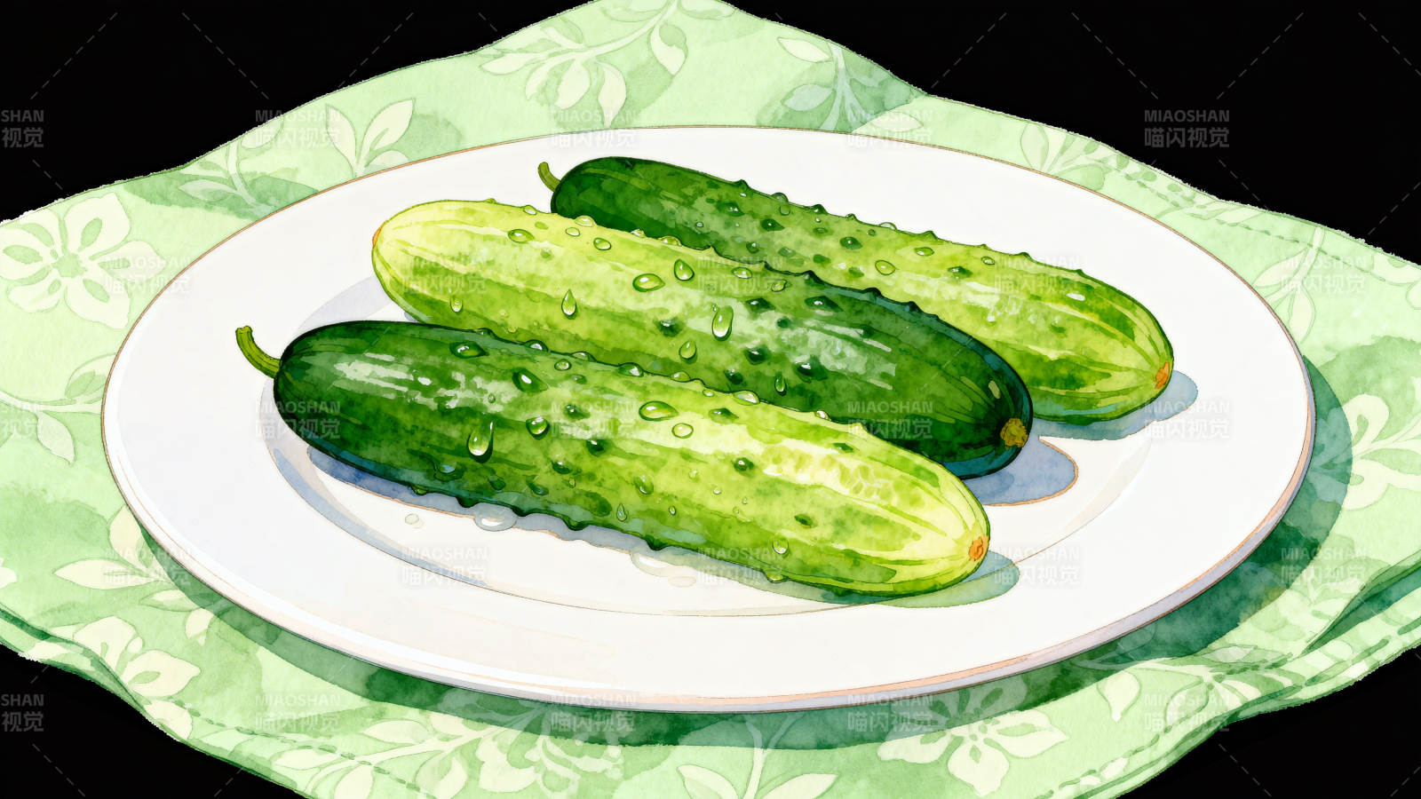 盘中新鲜黄瓜特写图片