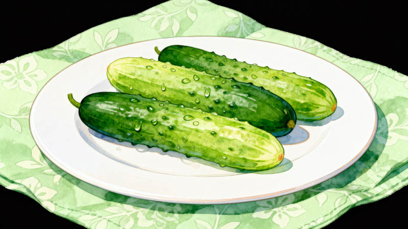 盘中新鲜黄瓜特写图片