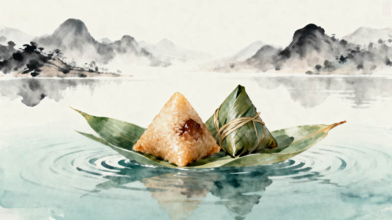 水墨山水粽子意境图片