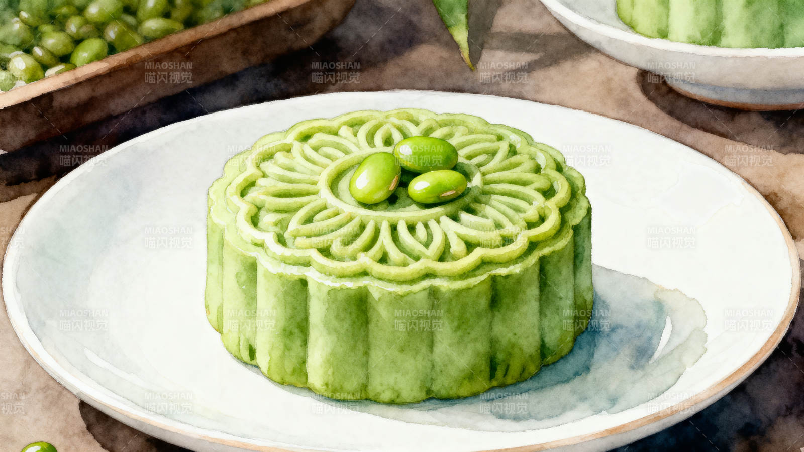 绿豆糕点传统美食图片