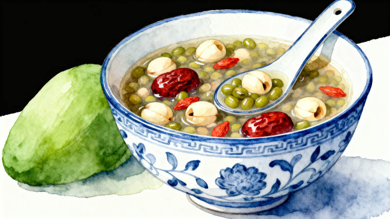 绿豆汤红枣莲子甜汤图片