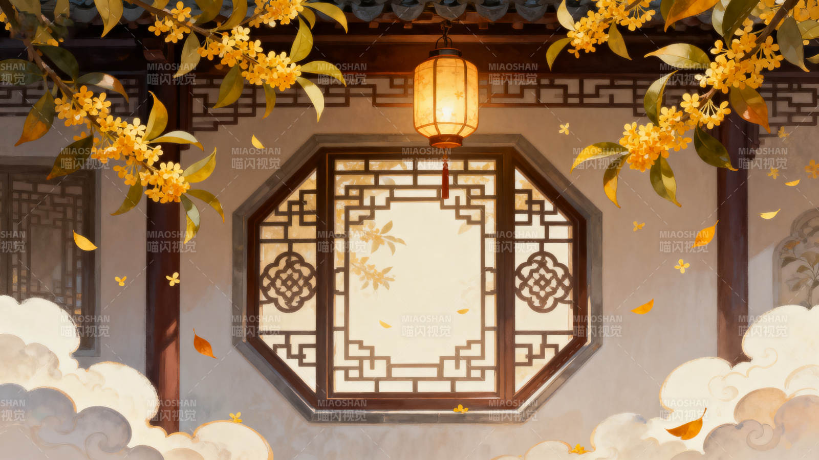 古风庭院桂花飘香图片