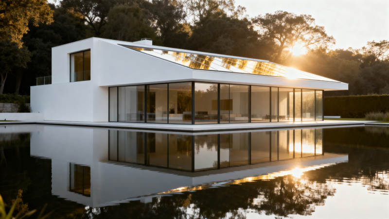 现代极简主义建筑与自然融合图片