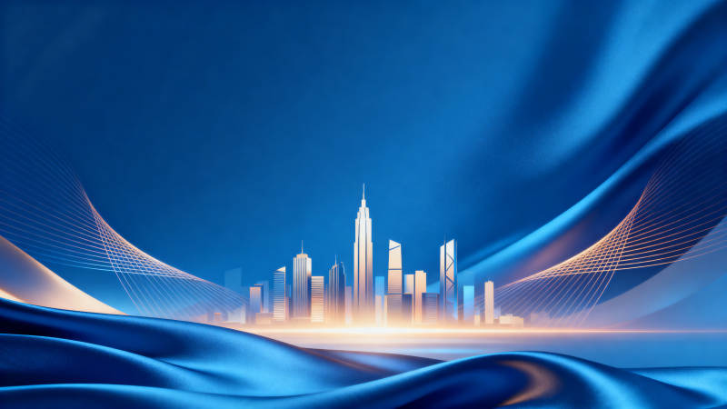 蓝色背景城市天际线图片