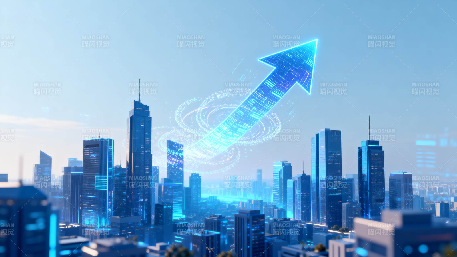 城市科技发展上升箭头图片