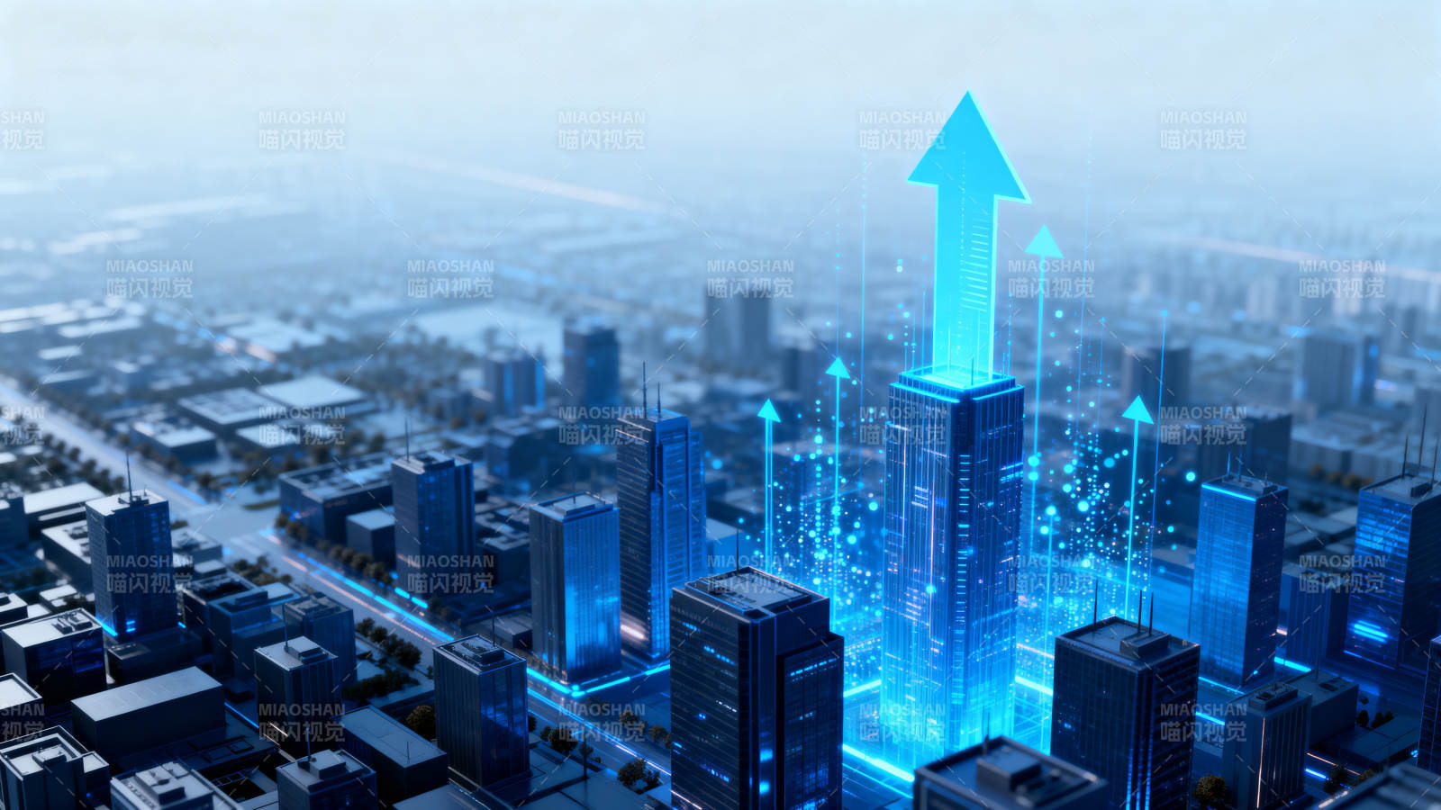 科技城市高楼增长趋势图片