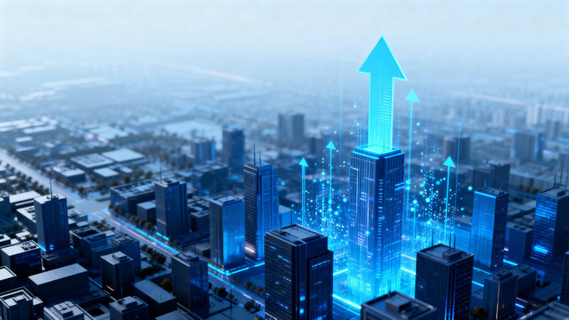 科技城市高楼增长趋势图片