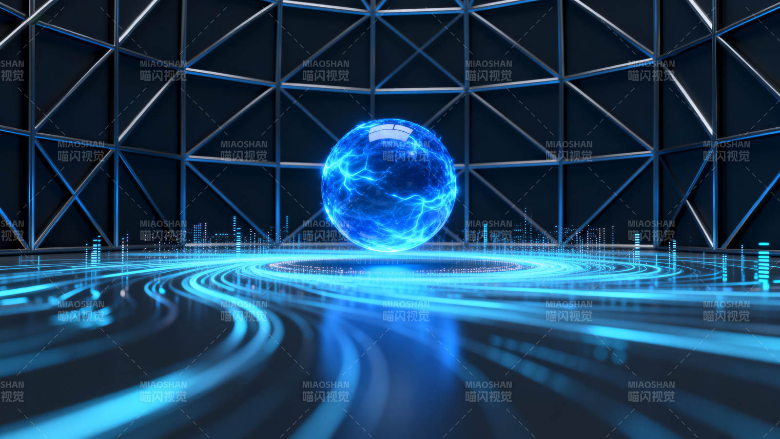 科技感蓝色能量球图片