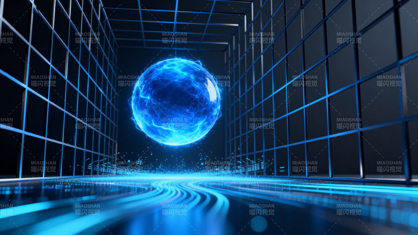 科技感蓝色能量球图片