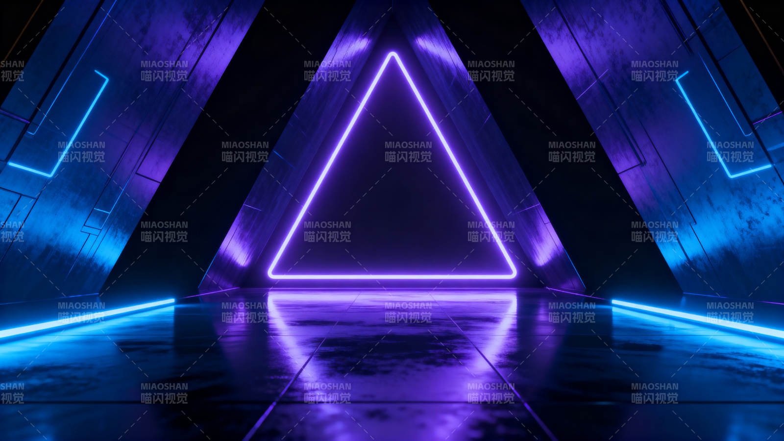 霓虹三角形科技空间图片