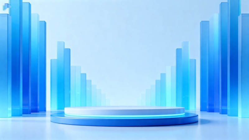 蓝色科技风舞台背景设计图片