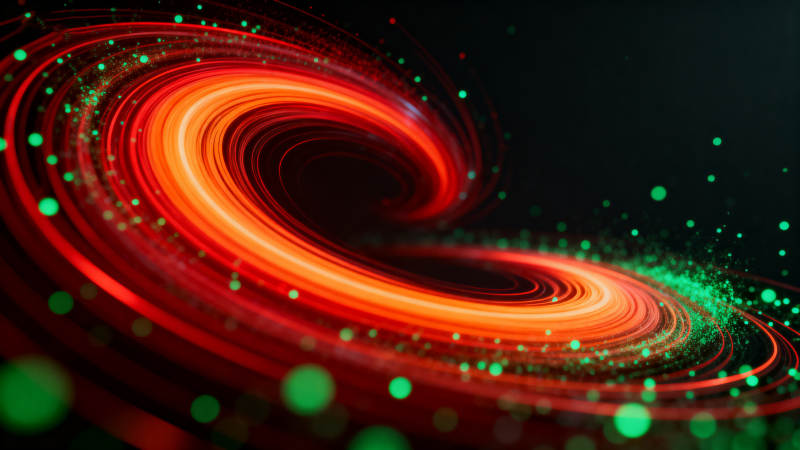 红色光束旋涡与绿点图片