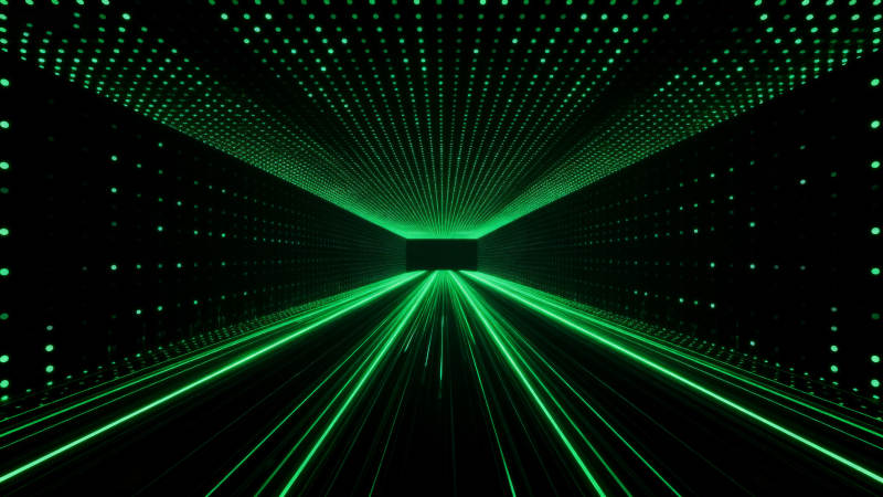 绿色光点隧道科技感图片