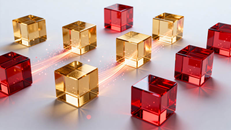 金色与红色立方体排列图片