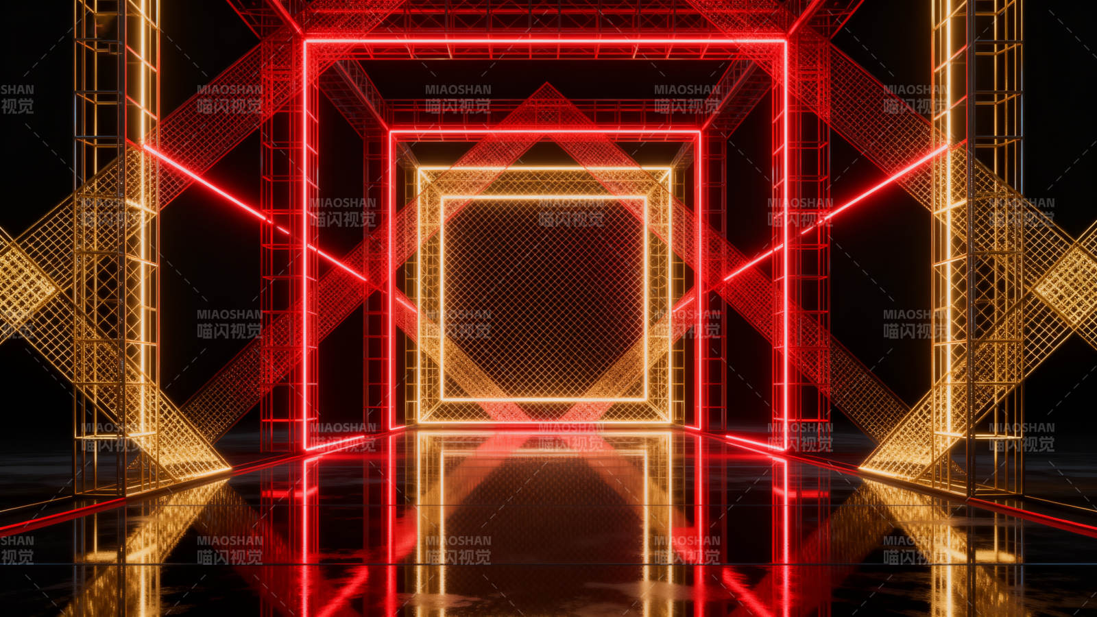 霓虹灯光通道科技感场景图片